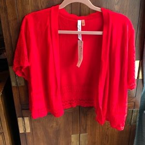 NY Collection NWT Red short sleeved shrug sweater size 2X